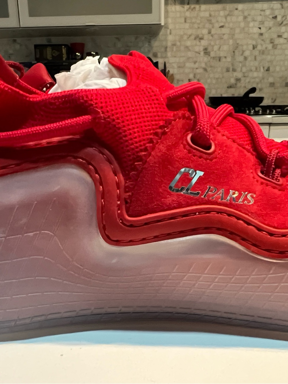 Brand New Christian Louboutin Men’s Red Low-Top Sneakers - Picture 4 of 4